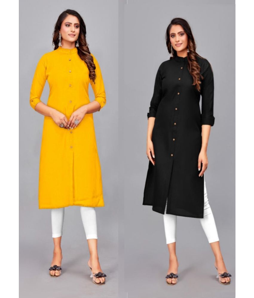     			SVG - Multicolor Cotton Women's Front Slit Kurti ( Pack of 2 )