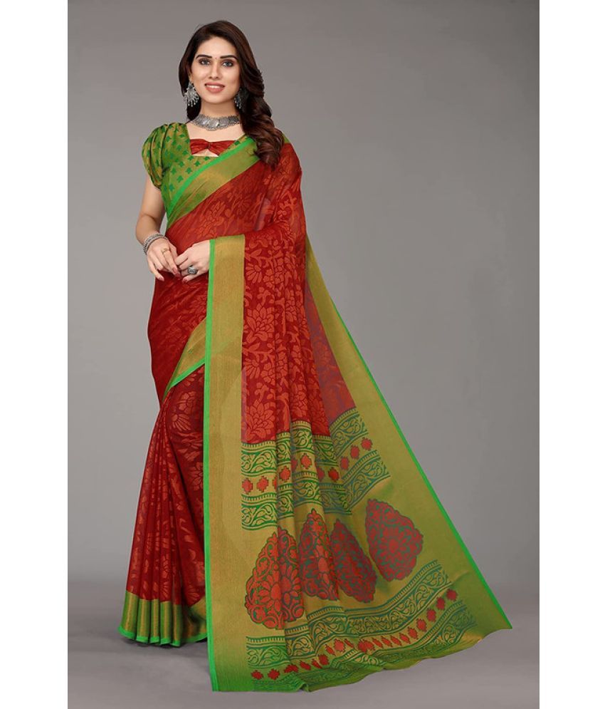     			Sanjana Silk - Red Brasso Saree With Blouse Piece ( Pack of 1 )