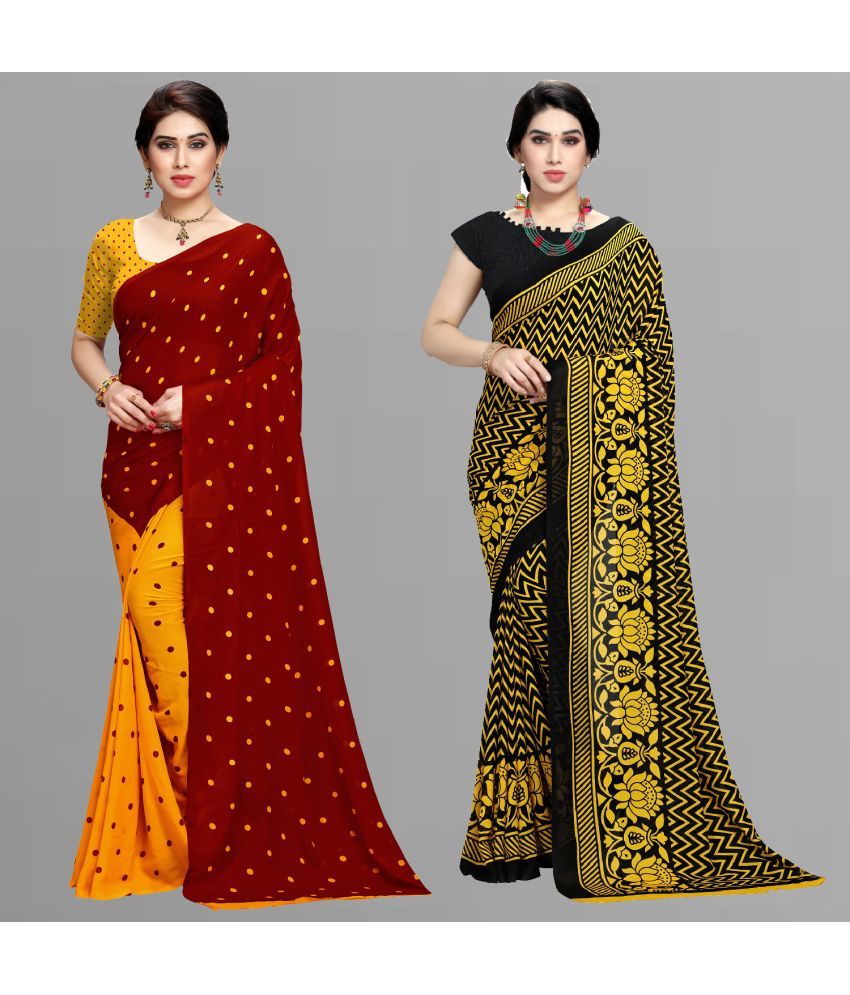     			ANAND SAREES - Multicolour Georgette Saree With Blouse Piece ( Pack of 2 )