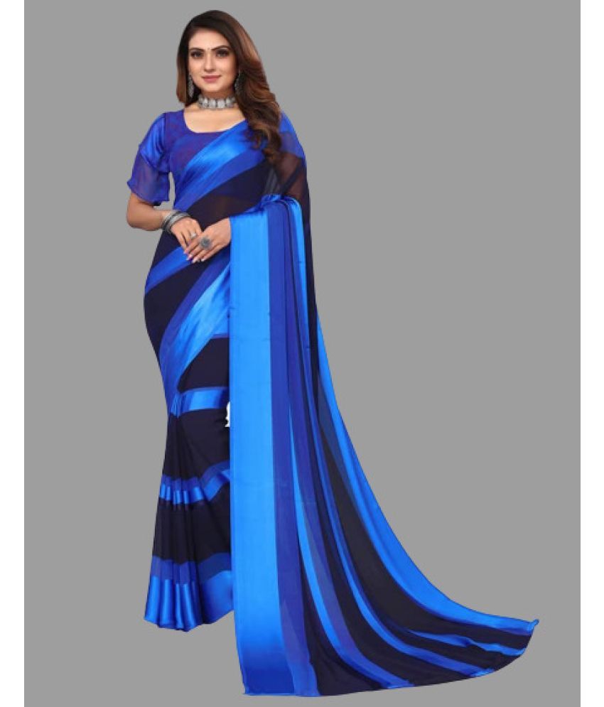     			Sitanjali Lifestyle - Blue Georgette Saree With Blouse Piece ( Pack of 1 )