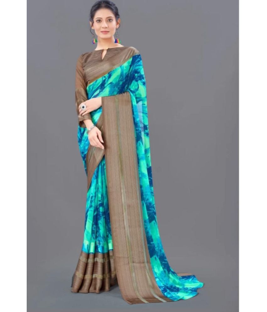     			Sitanjali Lifestyle - Blue Georgette Saree With Blouse Piece ( Pack of 1 )