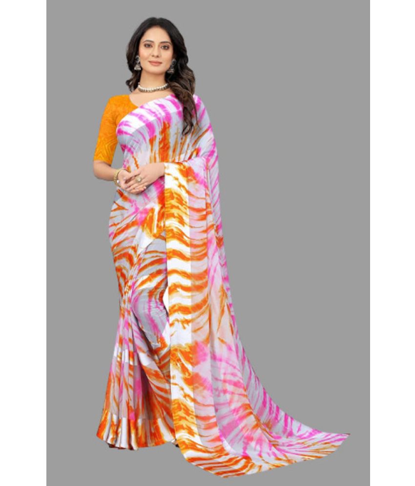     			Sitanjali Lifestyle - Orange Georgette Saree With Blouse Piece ( Pack of 1 )