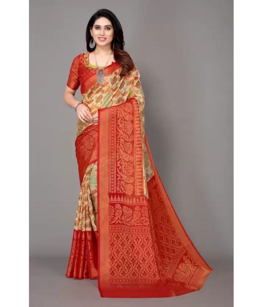     			Sitanjali Lifestyle - Red Brasso Saree With Blouse Piece ( Pack of 1 )