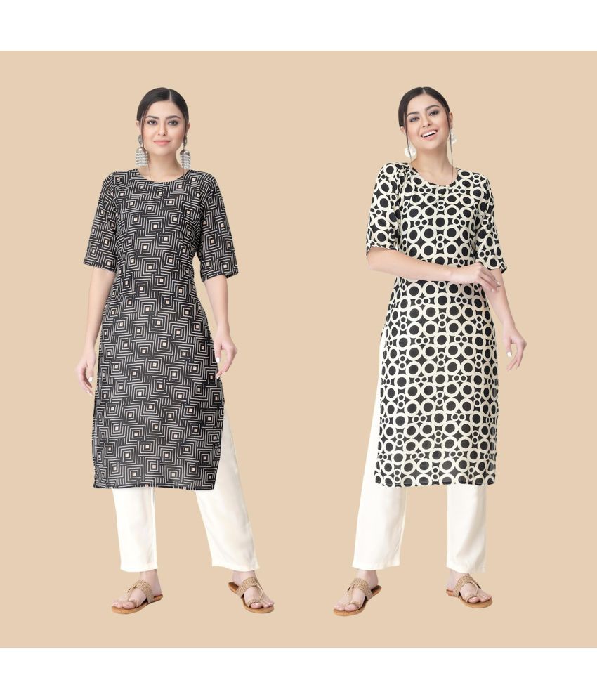     			1 Stop Fashion - Multicolor Crepe Women's Straight Kurti ( Pack of 2 )