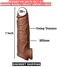 7 inch INDIAN DARK CHOCOLATE JUMBO REUSABLE CONDOM WASHABLE PENIS EXTENDER CONDOM