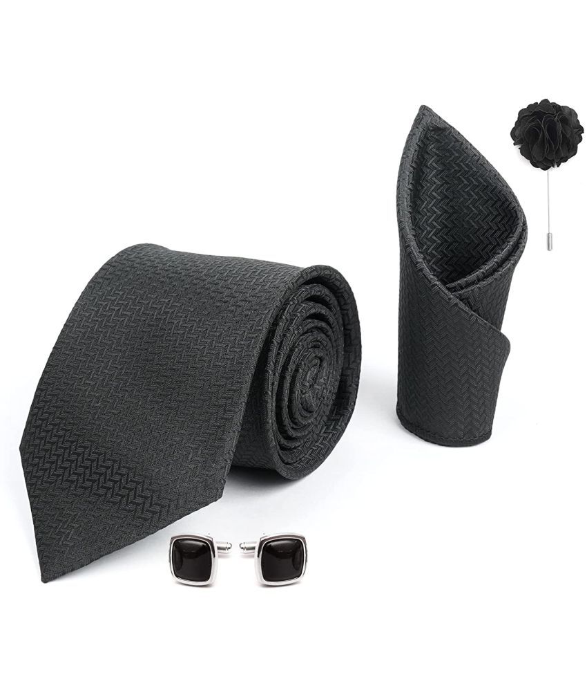    			Axlon Black Animal Print Silk Necktie