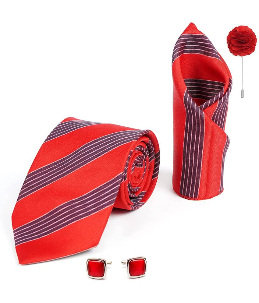     			Axlon Red Stripes Silk Necktie