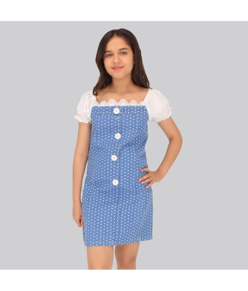     			Cutecumber Denim Shift Dress For Girls ( Pack of 1 , Blue )