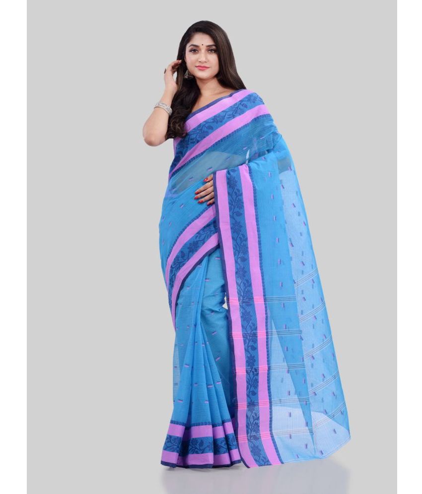     			Desh Bidesh - Blue Cotton Saree Without Blouse Piece ( Pack of 1 )