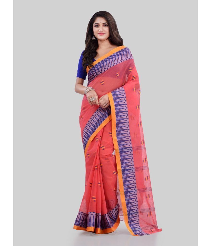     			Desh Bidesh - Red Cotton Saree Without Blouse Piece ( Pack of 1 )