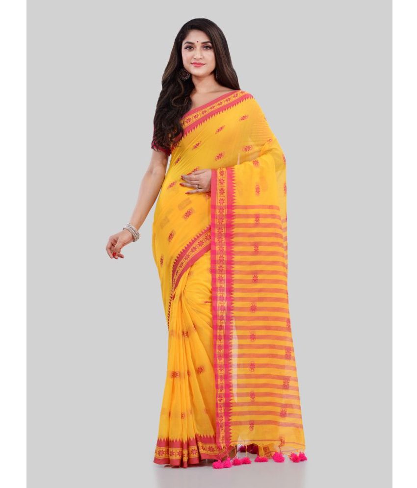     			Desh Bidesh - Yellow Cotton Saree With Blouse Piece ( Pack of 1 )
