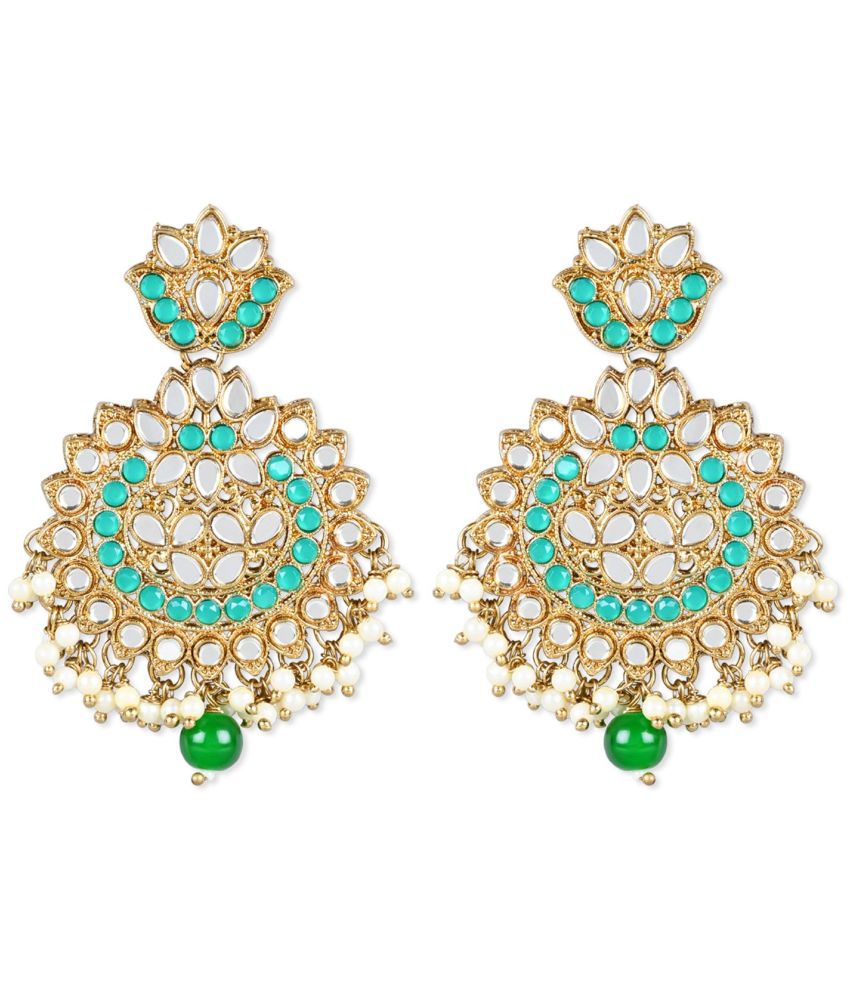     			I Jewels - Green Danglers Earrings ( Pack of 1 )