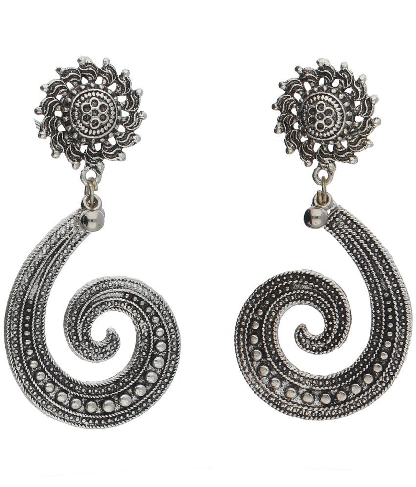     			I Jewels - Silver Danglers Earrings ( Pack of 1 )