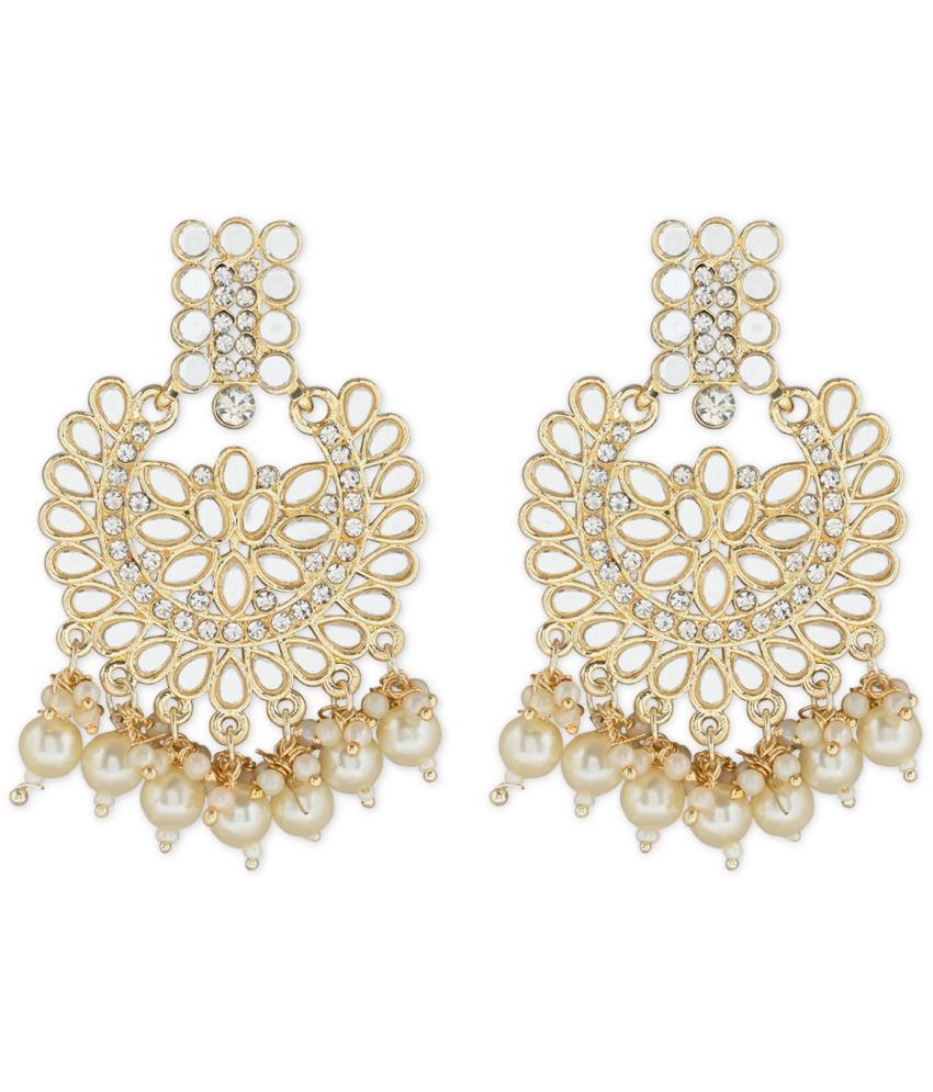    			I Jewels - White Chandbalis Earrings ( Pack of 1 )