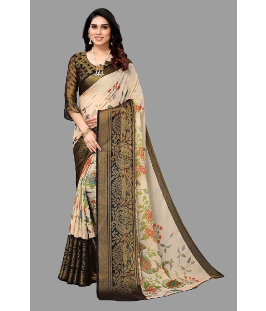     			Sanjana Silk - Black Brasso Saree With Blouse Piece ( Pack of 1 )