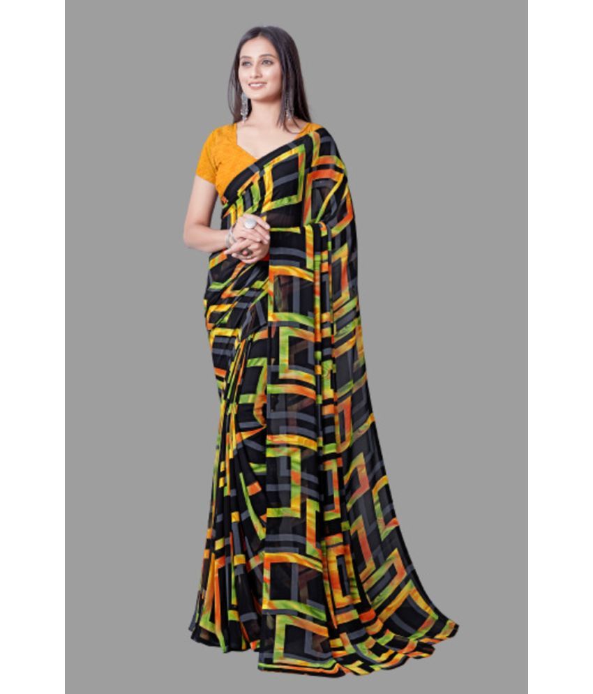     			Sanjana Silk - Yellow Georgette Saree With Blouse Piece ( Pack of 1 )