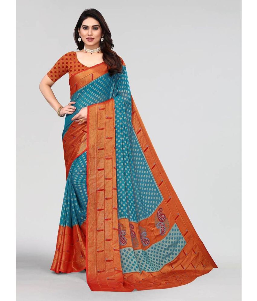     			Sitanjali Lifestyle - Multicolour Brasso Saree With Blouse Piece ( Pack of 1 )
