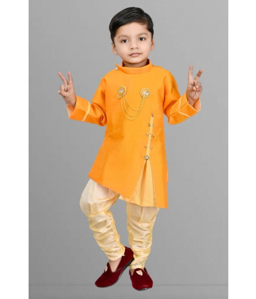     			lucky h star garments Boys Cotton Blend Solid - Pattern Dhoti Kurta Set ( Orange , Pack of 1 )