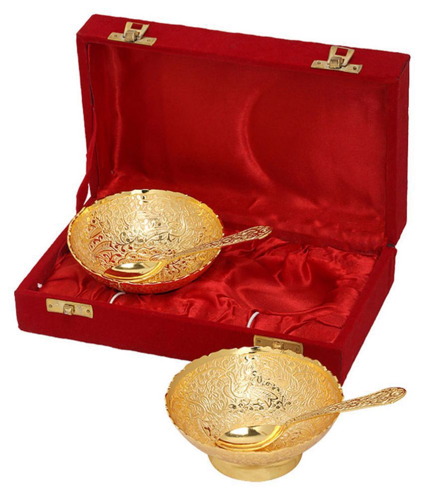     			HOMETALES German Silver Plated Gift Bowl & Tray Set