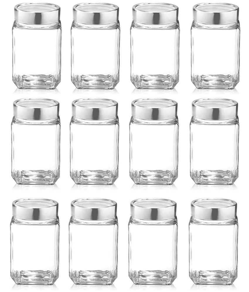     			Treo By Milton Cube Storage Glass Jar, Set of 12, 310 ml Each, Transparent | BPA Free | Storage Jar | Kitchen Organizer | Modular | Multipurpose Jar