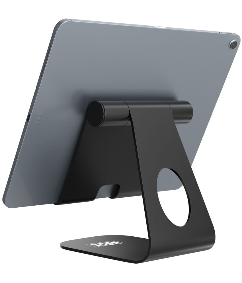     			NBOX Direct Tablet Stand Aluminium Adjustable Foldable Cell Phone Holder Mount Multi-Angle Dock, Aluminium Alloy, Anti-Slip Pads for Home, Office Desk, Study and Bed (4"-13") - (Black)
