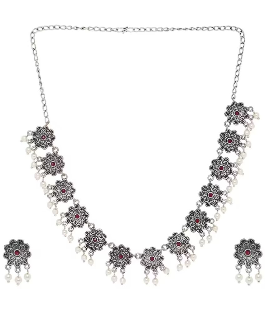     			PUJVI - Silver Alloy Necklace Set ( Pack of 1 )