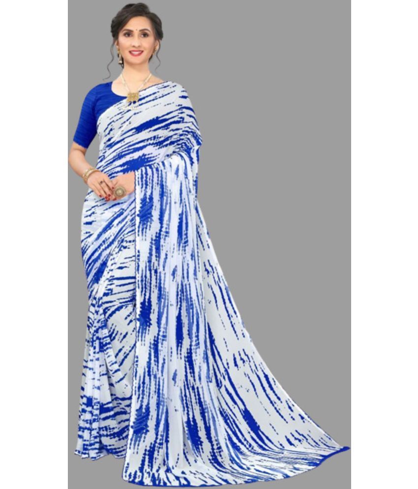     			Sanjana Silk - Blue Georgette Saree With Blouse Piece ( Pack of 1 )