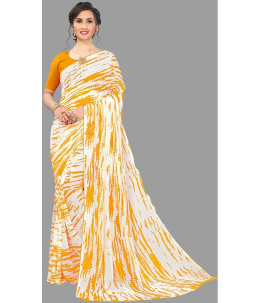     			Sanjana Silk - Yellow Georgette Saree With Blouse Piece ( Pack of 1 )