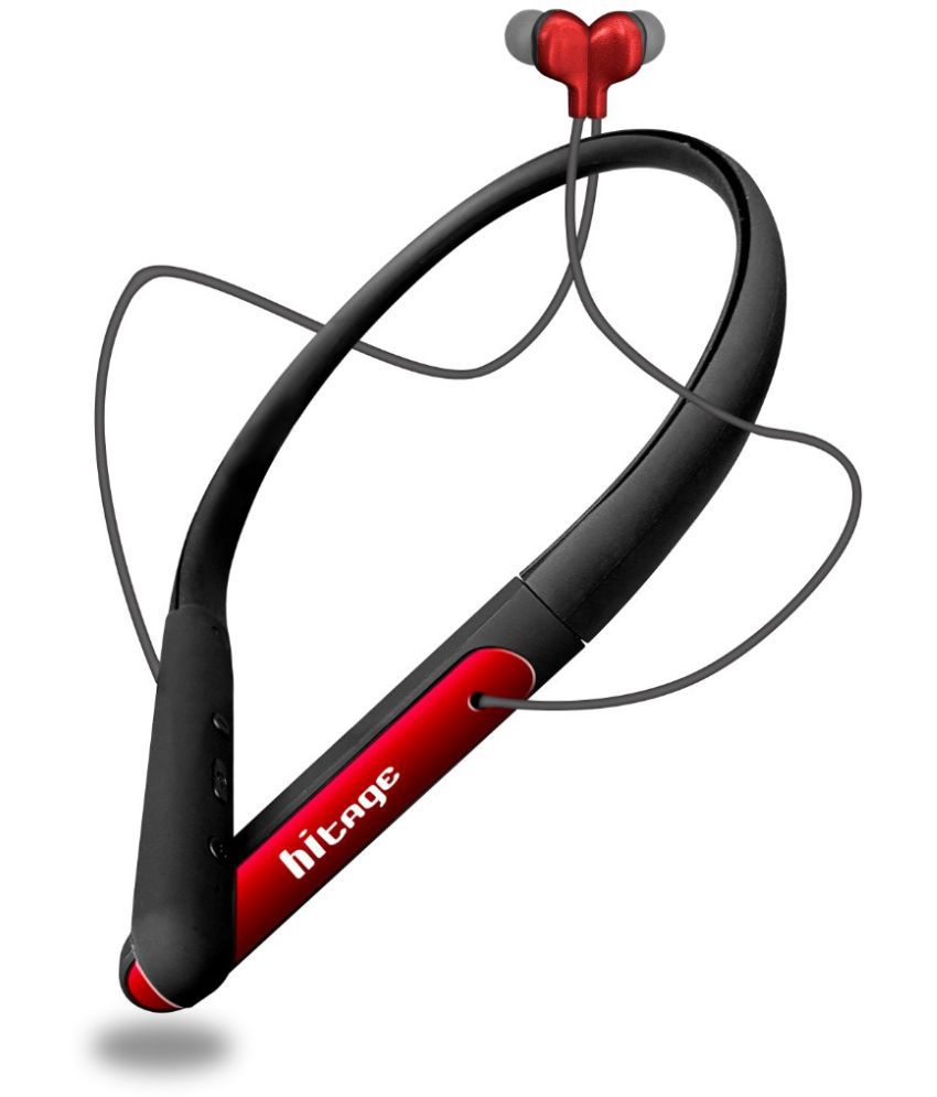     			hitage NBT5768Pro Neckband In Ear Bluetooth Neckband 30 Hours Playback IPX4(Splash & Sweat Proof) Volume controller -Bluetooth V 5.0 Red