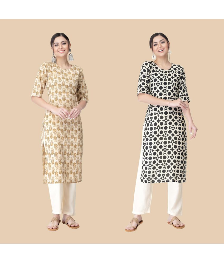     			1 Stop Fashion - Multicolor Crepe Women's Straight Kurti ( Pack of 2 )