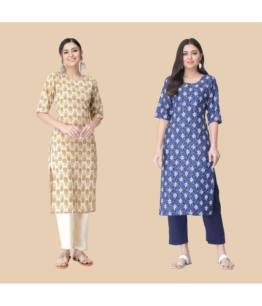     			1 Stop Fashion - Multicolor Crepe Women's Straight Kurti ( Pack of 2 )