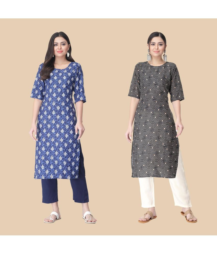     			1 Stop Fashion - Multicolor Crepe Women's Straight Kurti ( Pack of 2 )