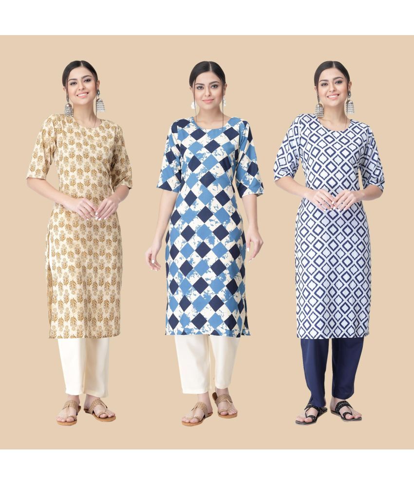     			1 Stop Fashion - Multicolor Crepe Women's Straight Kurti ( Pack of 3 )