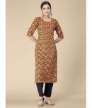 1 Stop Fashion - Yellow Crepe Women's Straight Kurti ( Pack of 1 )