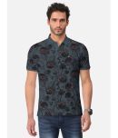 BULLMER Pack of 1 Cotton Blend Regular Fit Printed Half Sleeves Men's Polo T Shirt ( Dark Grey )