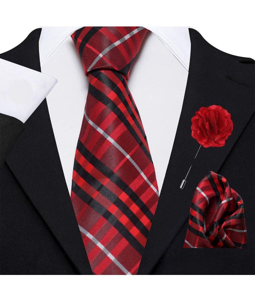     			Axlon Red Checks Silk Necktie