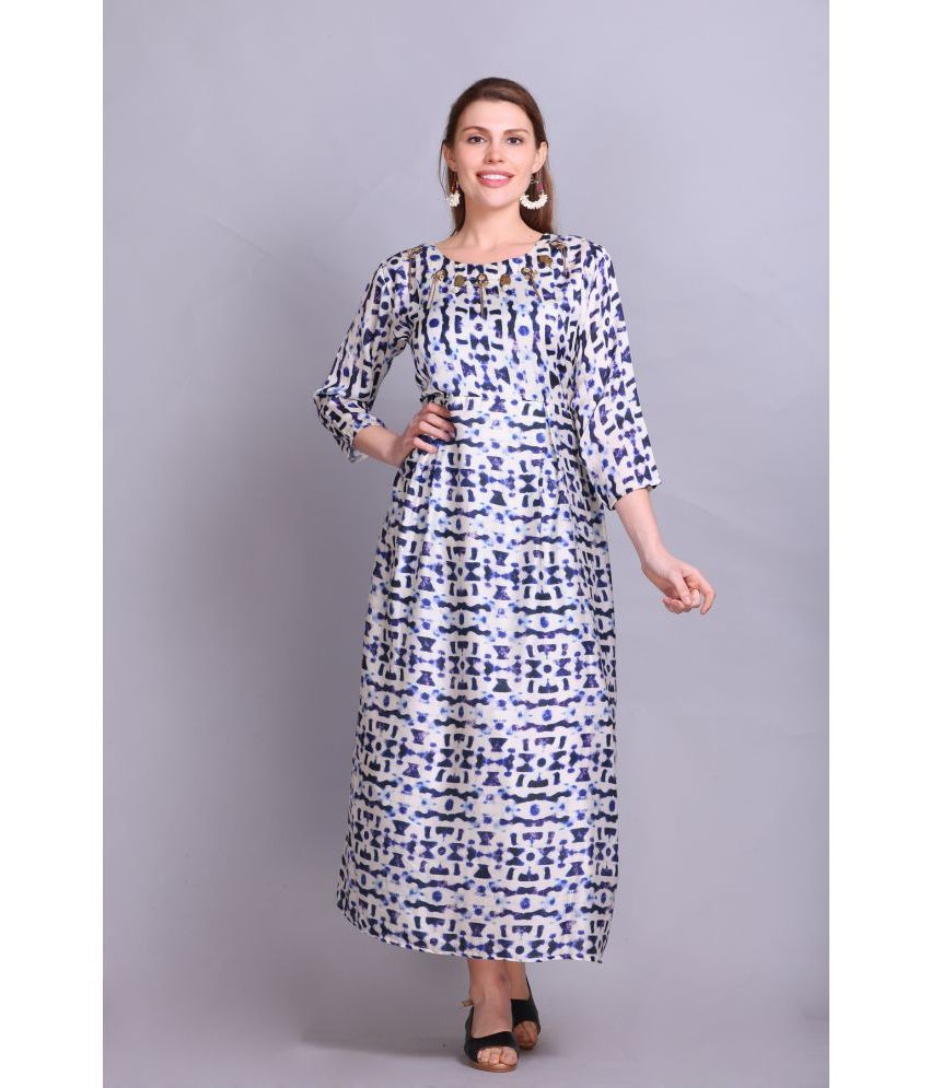     			ELTHIA - Blue Silk Women's Fit & Flare Dress ( Pack of 1 )