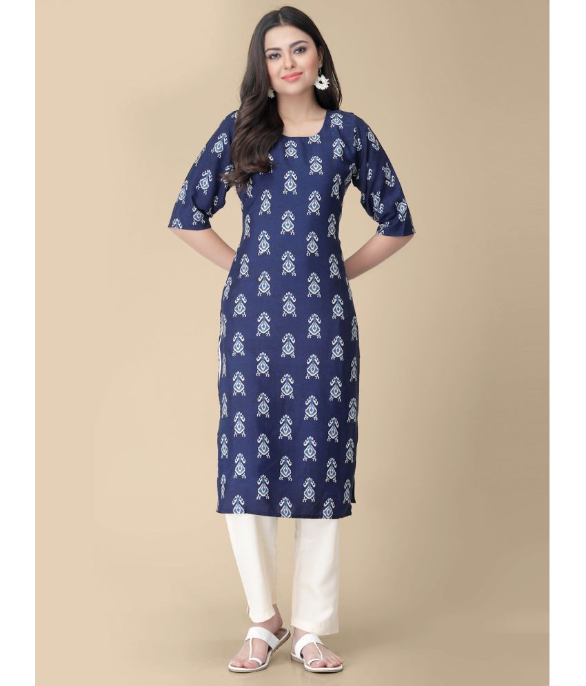     			Etnicbasket - Light Blue Crepe Women's Straight Kurti ( Pack of 1 )