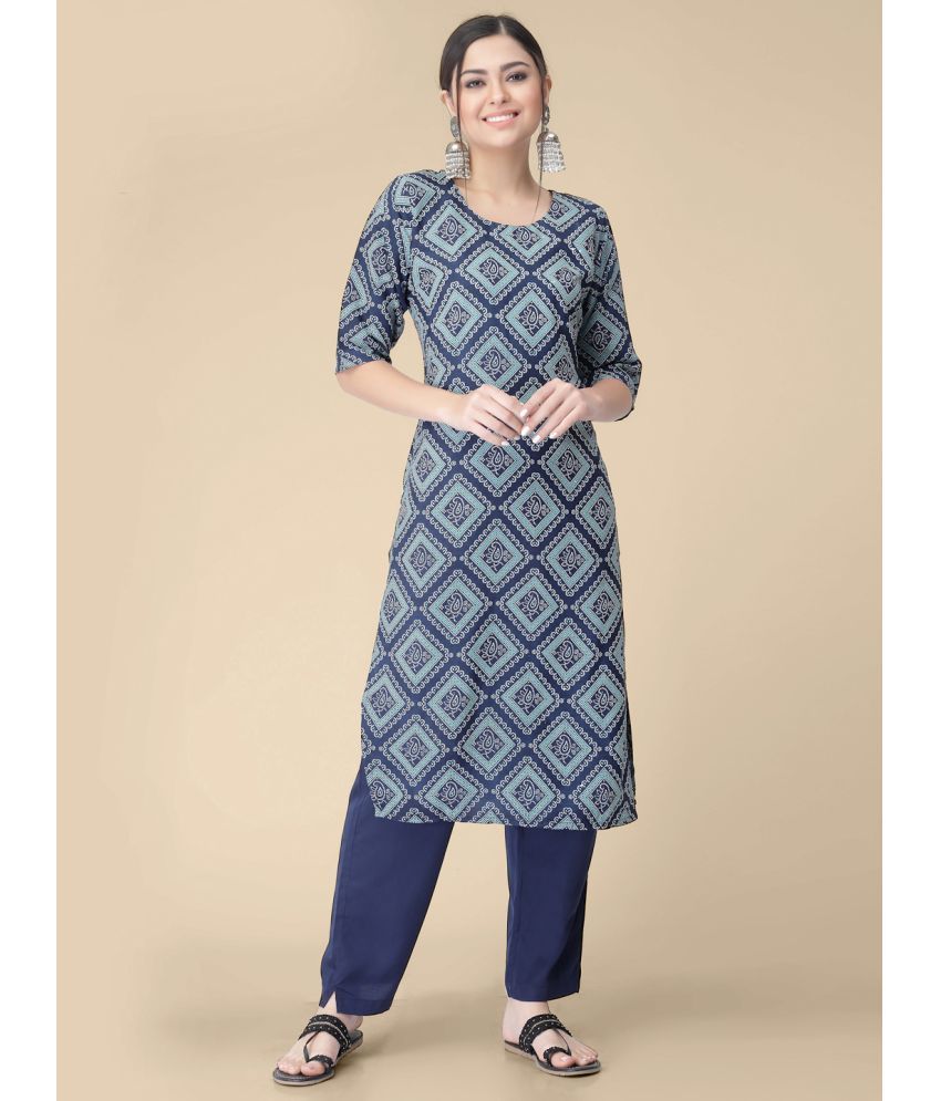     			Etnicbasket - Light Blue Crepe Women's Straight Kurti ( Pack of 1 )