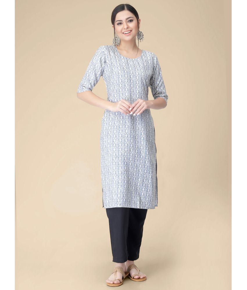     			Etnicbasket - Silver Crepe Women's Straight Kurti ( Pack of 1 )