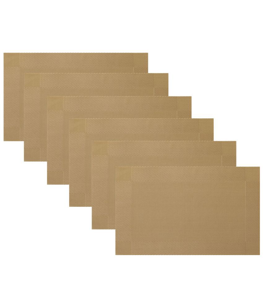     			HOKIPO PVC Textured Rectangle Table Mats 45 cm 30 cm Pack of 6 - Gold