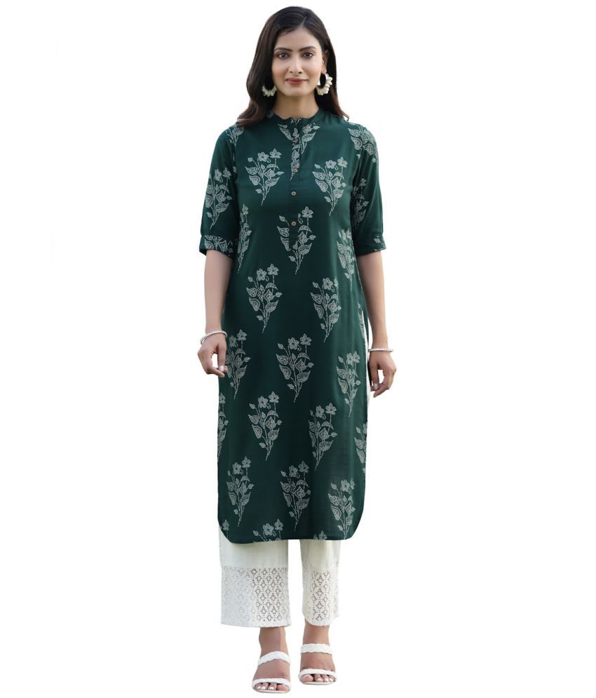     			Juniper - Green Rayon Women's Straight Kurti ( Pack of 1 )