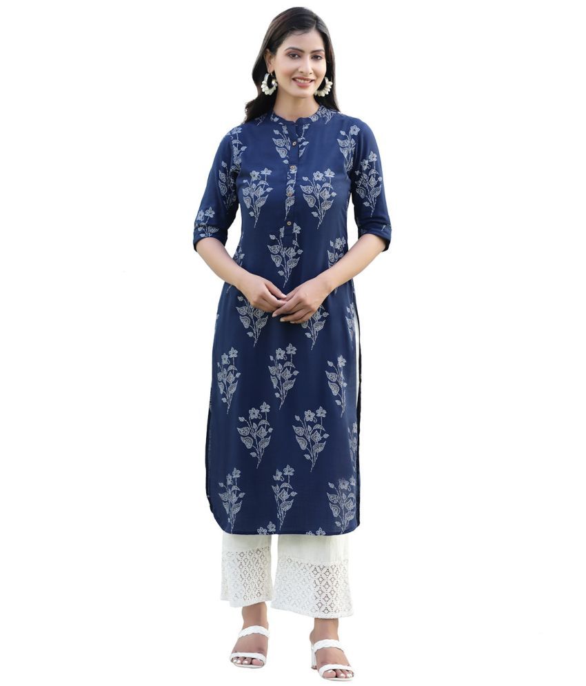     			Juniper - Indigo Rayon Women's Straight Kurti ( Pack of 1 )