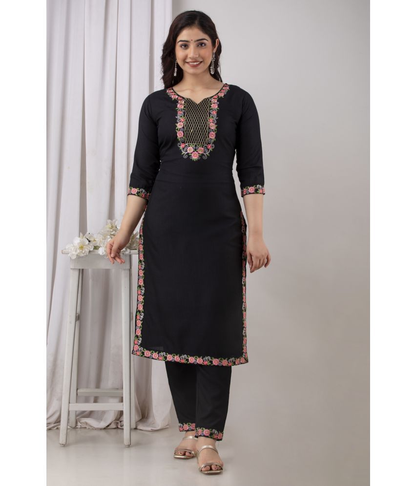     			KRISKA - Black Straight Rayon Women's Stitched Salwar Suit ( Pack of 1 )