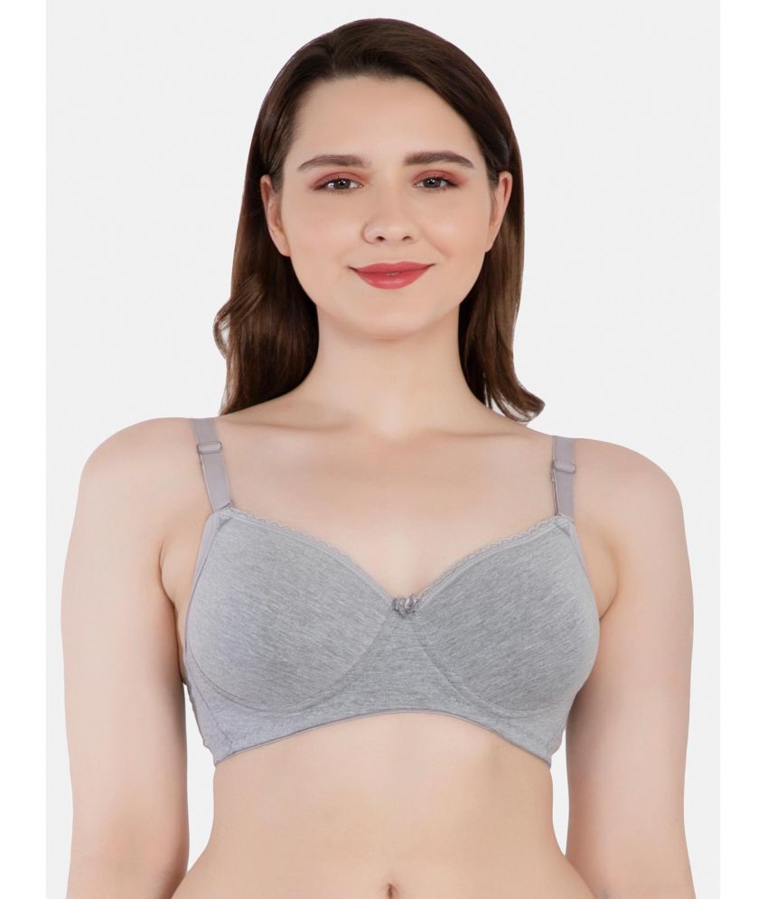     			LACYLUXE - Light Grey Cotton Blend Lightly Padded Women's Everyday Bra ( Pack of 1 )