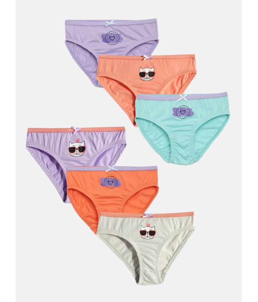     			Mackly Pack of 6 Cotton Blend Panties For Girls ( Multicolor )