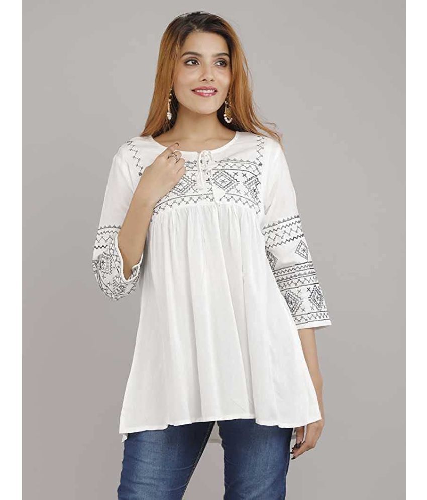     			SVG - White Rayon Women's Asymmetric Dress ( Pack of 1 )