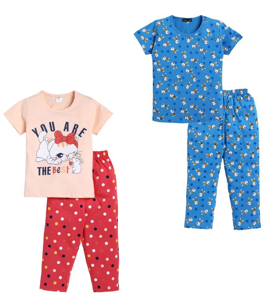     			Todd N Teen - Multi Cotton Girls Top With Pajama ( Pack of 2 )