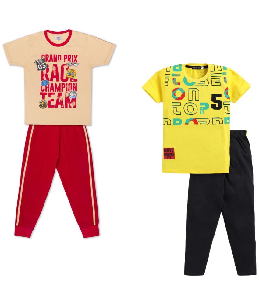     			Todd N Teen - Multicolor Cotton Boys T-Shirt & Trackpants ( Pack of 2 )