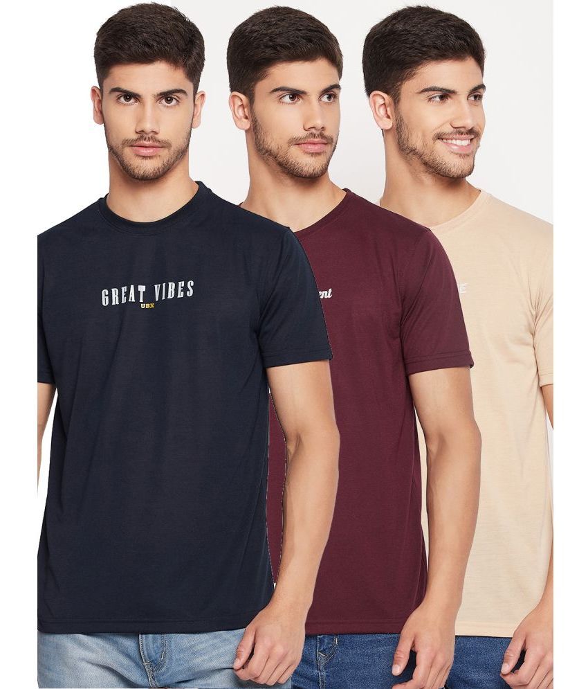     			UBX - Maroon Cotton Blend Regular Fit Men's T-Shirt ( Pack of 3 )